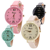Candy Color Fashion Sweet Girl Women Slim Faux Leather Quartz Analog Wristwatch - ENSEIGNE DENIS