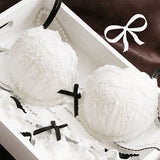 Women Sexy Lace Flower Embroider Bow Decor Push Up Bra Set Knickers Lingerie