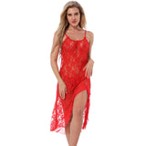 Women's Sexy Backless See Through Rose Lace Dress G-String Underwear Sleepwear - ENSEIGNE DENIS