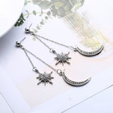 Fashion Rhinestone Star Crescent Moon Dangle Long Drop Earrings Women Jewelry