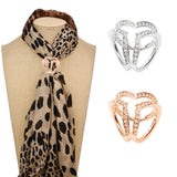 Fashion Women Tri-circle Scarf Buckle Brooch Ring Shawl Clip Jewelry Accessories