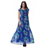 Women's Fashion Summer Chiffon Sleeveless Big Swing Floral Print Long Maxi Dress - ENSEIGNE DENIS