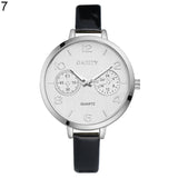 Women Fashion Simple Analog Quartz Slim Faux Leather Wrist Watch Decor Gift