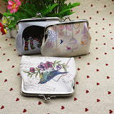 Women's Fashion Bird Flower Mini Wallet Card Holder Case Coin Purse Clutch Bag