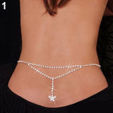 Women Sexy Rhinestone Butterfly Dance Body Belly Waist Chain Fashion Jewelry