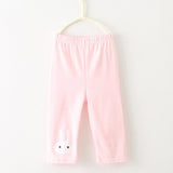 Lovely Rabbit Printed Cotton Middle Rise Half Length Kids Girls Leggings Pants