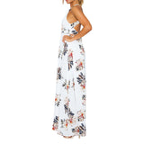 Lady Vintage Floral Print Sleeveless Sexy Backless Side Split Evening Maxi Dress - ENSEIGNE DENIS