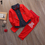 2pcs Toddler Baby Boys Kids Shirt Tops + Long Pants Clothes Outfits Gentleman Set