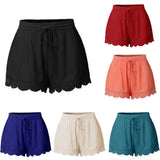 Fashion Solid Color Lace Drawstring Women's Summer Casual Loose Shorts Hot Pants