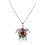 Multi-Color Tortoise Pendant Necklace Turtle Drop Hook Earrings Jewelry Set - ENSEIGNE DENIS