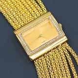 Women Fashion Multi-layer Beads Analog Quartz Alloy Band Bracelet Wrist Watch