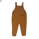 Kid Baby Boy Girl Fashion Knitted Bid Pants Romper Button Overalls Long Trousers