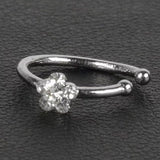 Small Thin 5 Rhinestones Flower Nose Hoop Stud Ring Body Piercing Jewelry