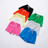Candy Color Summer Children Boy Girl Cotton Shorts Drawstring Baby Casual Pants