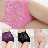 Women Lace Patchwork Panties High Waist Abdomen Hips Sculpting Briefs Underwear