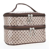 Travel Cosmetic Polka Dot Double Layers Makeup Toiletry Organizer Storage Bag - ENSEIGNE DENIS
