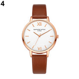 Women Fashion Concise Dial Slim Faux Leather Strap Analog Quartz Wrist Watch