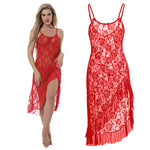 Women's Sexy Backless See Through Rose Lace Dress G-String Underwear Sleepwear - ENSEIGNE DENIS