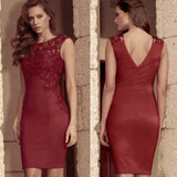Women Sexy Hollow Lace Embroidery Slim Bodycon Zip Party Mini Dress Clubwear - ENSEIGNE DENIS