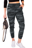 Women Gray Camouflage Drawstring Joggers
