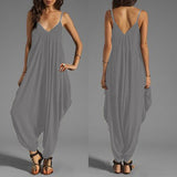 Women's Sexy Spaghetti Strap V-Neck Sleeveless Overall Long Jumpsuit Romper