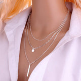 Women Fashion Multi-layer Choker Long Necklace Sequin Strip Pendant Jewelry