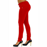 Women Sexy Solid Color Button Skinny Stretchy Leggings Treggings Pants Trousers