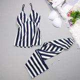 Ladies' pajamas summer leisure sexy ice silk stripes, suspenders,
