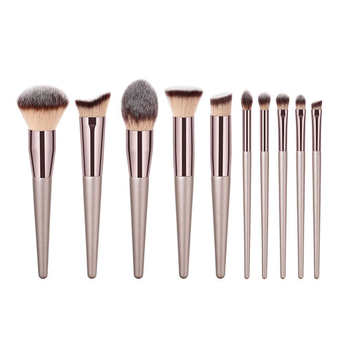 1Pc Champagne Gold Handle Eyebrow Foundation Powder Flame Makeup Brush Portable