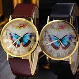 Fashion Women Casual Butterfly Faux Leather Strap Analog Quartz Dress Wrist Watch - ENSEIGNE DENIS