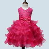 Girls Bowknt 5-Layer Skirt Princess Tutu Wedding Birthday Baptism Cake Dress