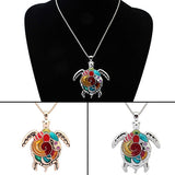 Multi-Color Tortoise Pendant Necklace Turtle Drop Hook Earrings Jewelry Set - ENSEIGNE DENIS