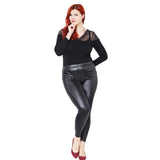 Women Faux Leather Stretch Skinny Pants Leggings Plus Size Slim Fashion Trousers