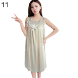 Women's Summer Fashion Sexy Sleeveless Loose Breathable Sleepwear Nightdress