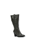 Block Heel Pleat Boot Grey