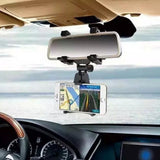 Car Rearview Mirror Smartphone GPS Clamp Bracket Mount Holder Stand Cradle