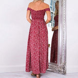 Women Sexy Floral Summer Off Shoulder Boho Long Maxi Evening Party Beach Dress