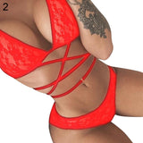 Summer Sexy Women Flower Lace Halter Cross Harness Bra Panties Bra Set Underwear