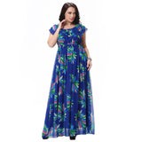 Women's Fashion Summer Chiffon Sleeveless Big Swing Floral Print Long Maxi Dress - ENSEIGNE DENIS