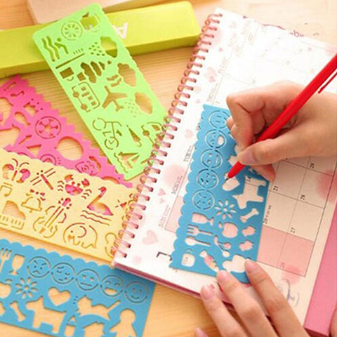 4 Pcs Kid Art Graphics Drawing Template Ruler Multi Purpose DIY Stencil Stationery