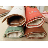 Creative Canvas Stationery Bag Pen Pencil Holder Roll Up Brush Makeup Case Pouch