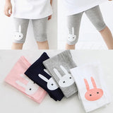 Lovely Rabbit Printed Cotton Middle Rise Half Length Kids Girls Leggings Pants