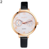 Women Fashion Simple Analog Quartz Slim Faux Leather Wrist Watch Decor Gift