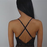 Women's Sexy See Through Lace Deep V Neck Bodysuit Nightwear Underwear Sleepwear