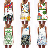 Women Fashion Summer Sleeveless Digital Print Casual A-Line Sexy Mini Dress