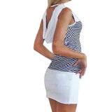 Women's Fashion Sexy Anchor Stripe Sleeveless O-neck Skirts Bodycon Mini Dress