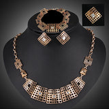 Women's Waterdrop Hollow Statement Collar Necklace Ring Earrings Bracelet Set