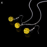 Lady Fashion Rhinestone Pendant Necklace Hook Earring Banquet Party Jewelry Set