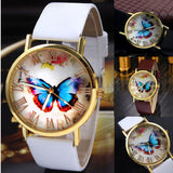 Fashion Women Casual Butterfly Faux Leather Strap Analog Quartz Dress Wrist Watch - ENSEIGNE DENIS