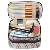 Travel Cosmetic Polka Dot Double Layers Makeup Toiletry Organizer Storage Bag - ENSEIGNE DENIS